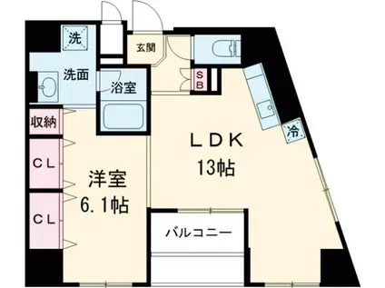 EWALU(1LDK/2階)の間取り写真