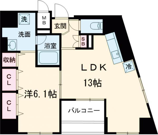 EWALU(1LDK/4階)の間取り写真