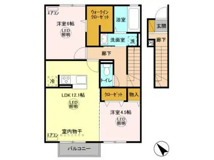 ジャルダン・ドゥ・ローズ(2LDK/2階)の間取り写真