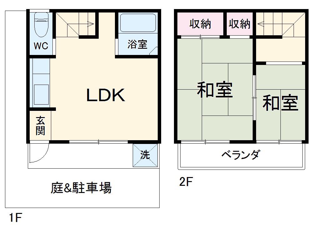 秦野市戸川テラスハウス(2DK/1階)の間取り写真