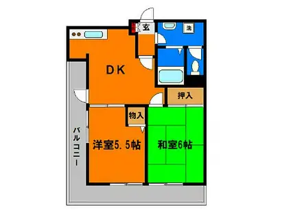 明生ビル(2DK/4階)の間取り写真