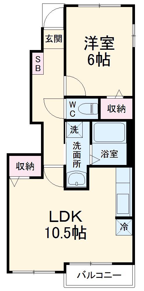 スプリングコート(1LDK/1階)の間取り写真