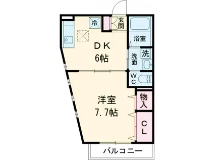 プレミールKⅡ(1DK/1階)の間取り写真