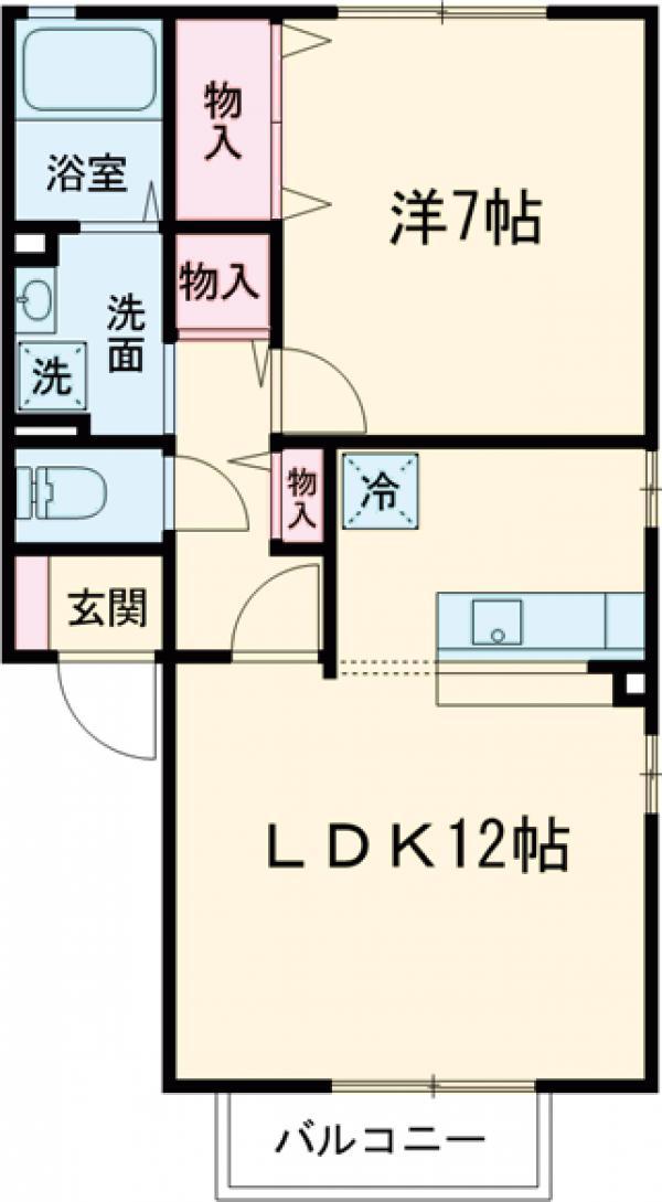 サニーウッドB(1LDK/2階)の間取り写真