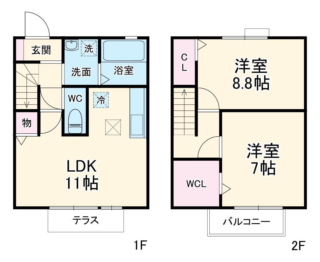 メゾンかぐやB(2LDK)の間取り写真