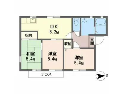 パークコート(3DK/1階)の間取り写真