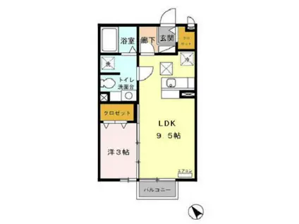 アメージングA(1LDK/2階)の間取り写真