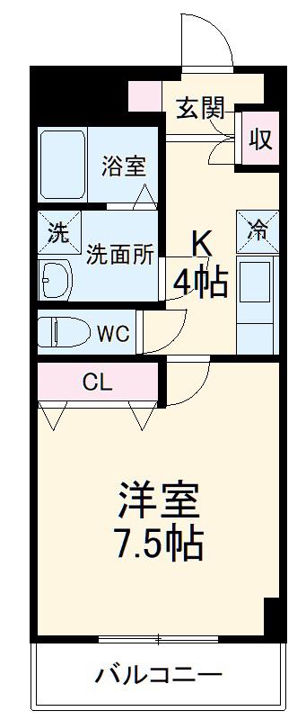 ポワール・K(1K/2階)の間取り写真