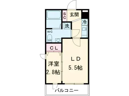 コルティーレ上北沢(1DK/2階)の間取り写真