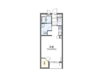 レオネクストパティオⅡ(1K/2階)の間取り写真