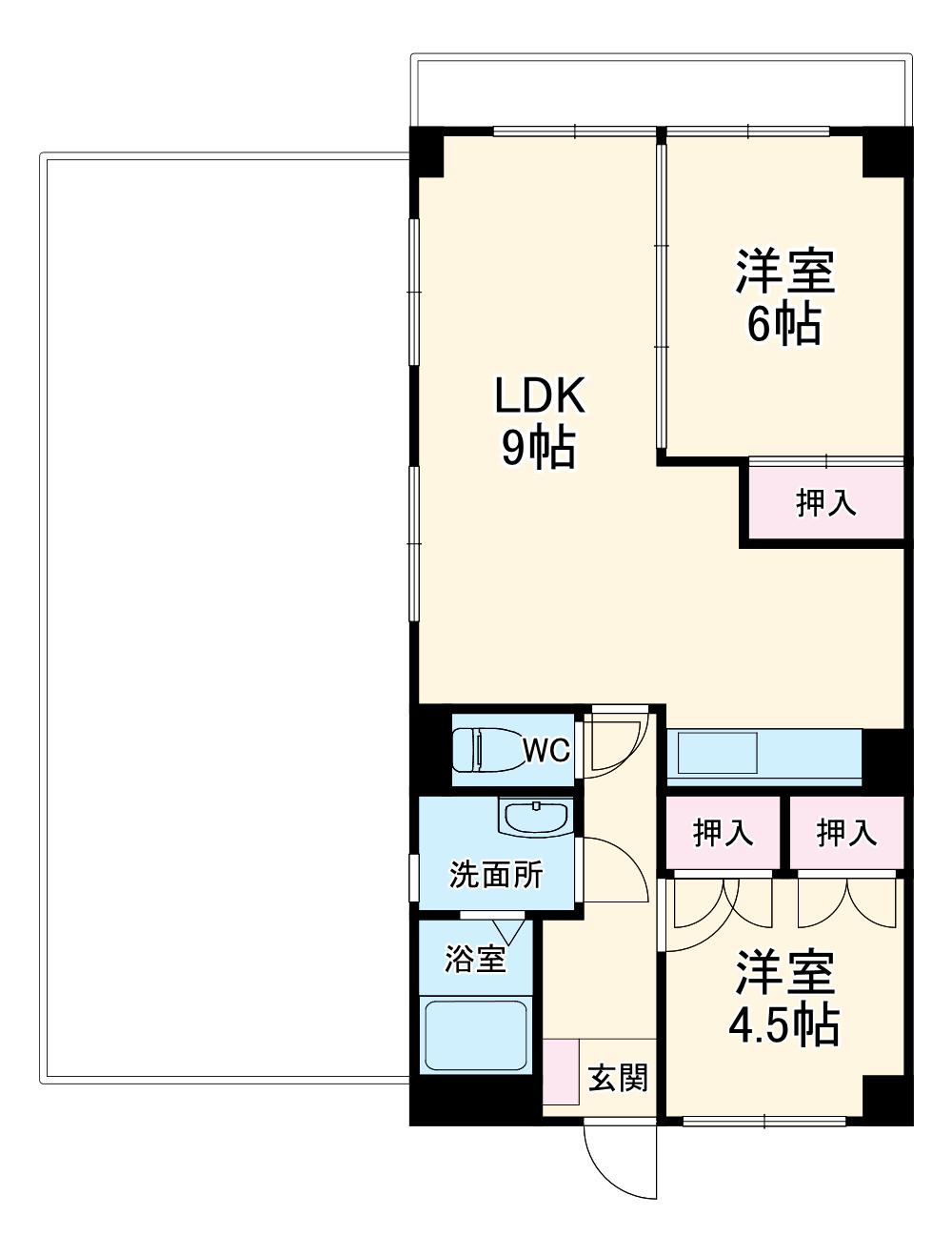 ライフ21INA(2LDK/6階)の間取り写真