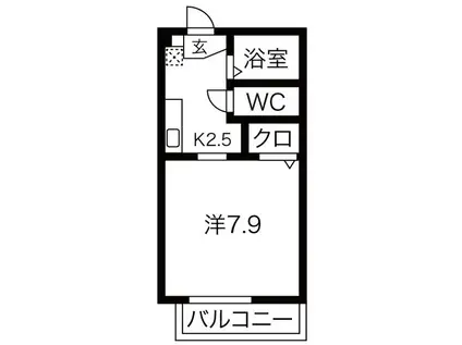 リヴラン・トロワB棟(1K/1階)の間取り写真