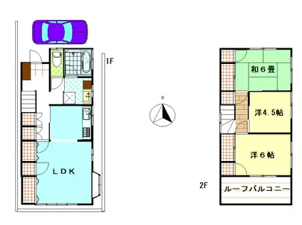 中央本線 八王子駅 バス乗車時間：16分 西中野３丁目バス停で下車 徒歩4分 2階建 築45年(3LDK)の間取り写真