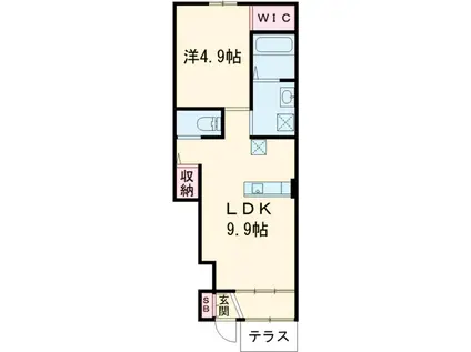 ラ・メルヴェーユ(1LDK/1階)の間取り写真