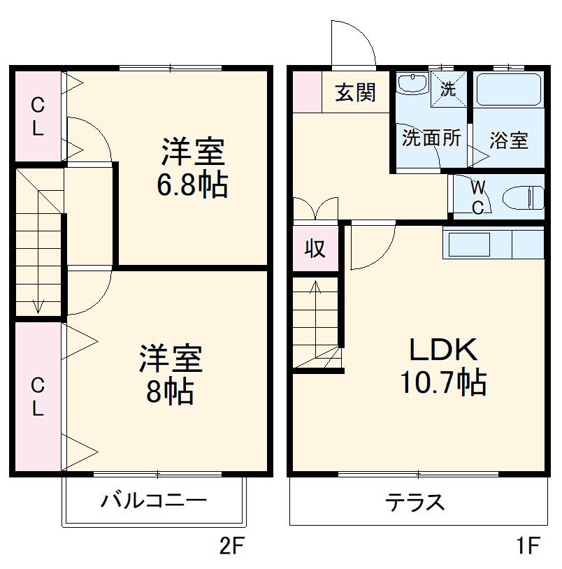 ボビーハイツ2(2LDK/1階)の間取り写真