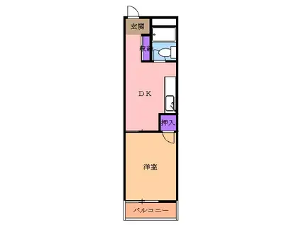 メゾン千里(1DK/4階)の間取り写真
