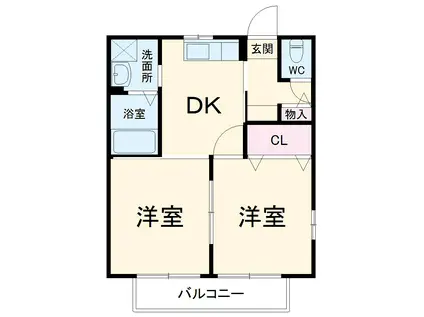 ウエストヴィレッジA(2K/2階)の間取り写真