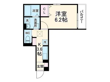 エムズ バーレイ湘南平塚(1K/1階)の間取り写真