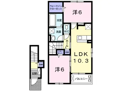 ルーチェ(2LDK/2階)の間取り写真