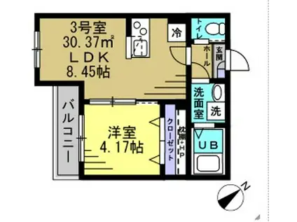 AJ津田沼Ⅴ(1LDK/3階)の間取り写真