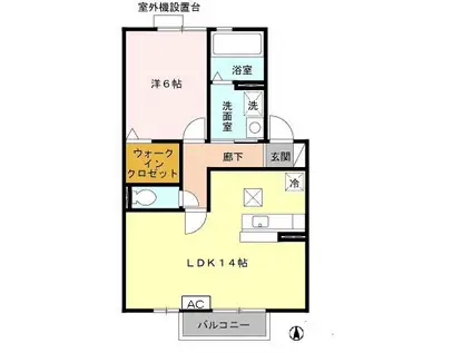 グリーンヴィラ若松(1LDK/1階)の間取り写真