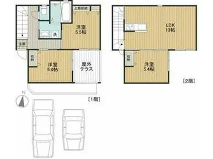東急池上線 池上駅 徒歩4分 2階建 築13年(3LDK)の間取り写真