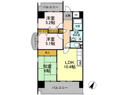 アーバンドエル原(3LDK/2階)の間取り写真