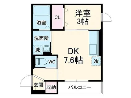 エムズ バーレイ湘南平塚(1DK/2階)の間取り写真