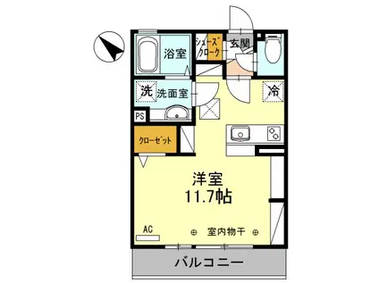 D-ROOMBUSINESS花垣(ワンルーム/1階)の間取り写真