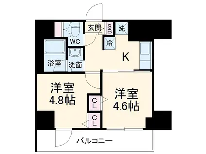 リヴシティ横濱関内弐番館(2K/3階)の間取り写真