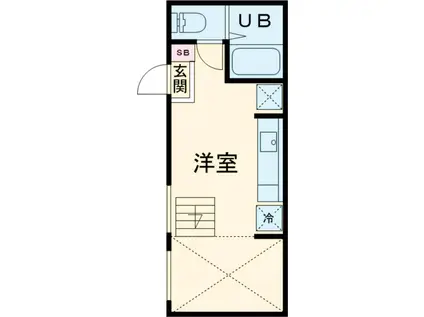 祖師谷アパートメントW(ワンルーム/1階)の間取り写真