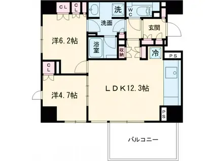 アトラス葛西レジデンス(2LDK/6階)の間取り写真