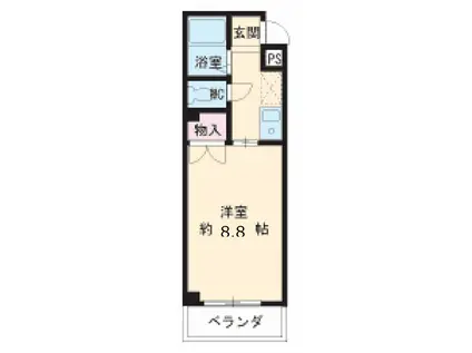 クレセント新瑞(ワンルーム/2階)の間取り写真