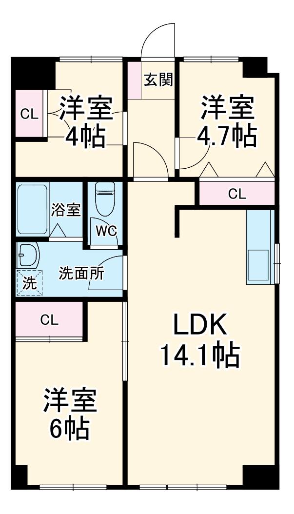 サンライト南浦和2番館(3LDK/2階)の間取り写真