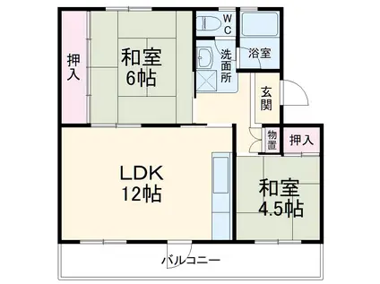 高洲三丁目団地(2LDK/1階)の間取り写真