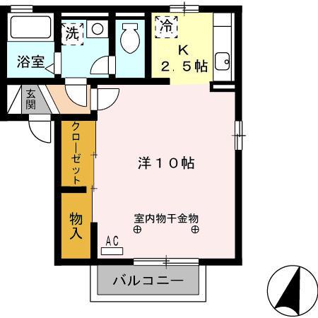 デルニエⅥ(1K/2階)の間取り写真