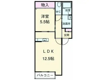 クローバー(1LDK/1階)の間取り写真