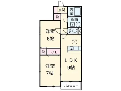 ラーラY・S(2LDK/1階)の間取り写真