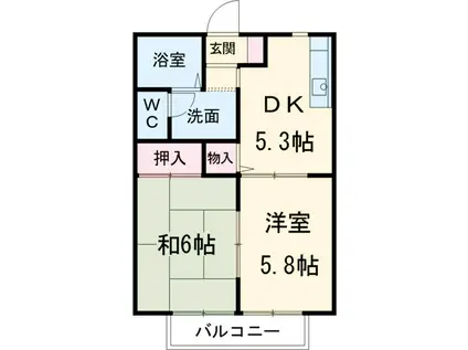 ディア コート(2DK/2階)の間取り写真