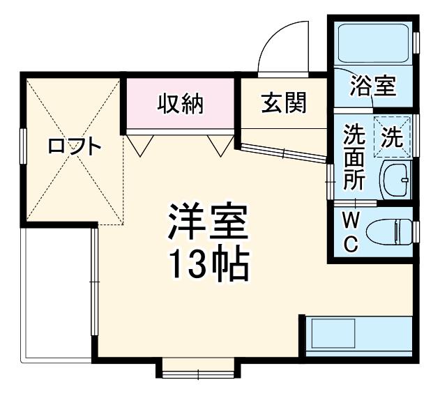 ラピタB(ワンルーム/2階)の間取り写真
