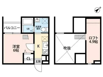 クレールフィル(1K/2階)の間取り写真