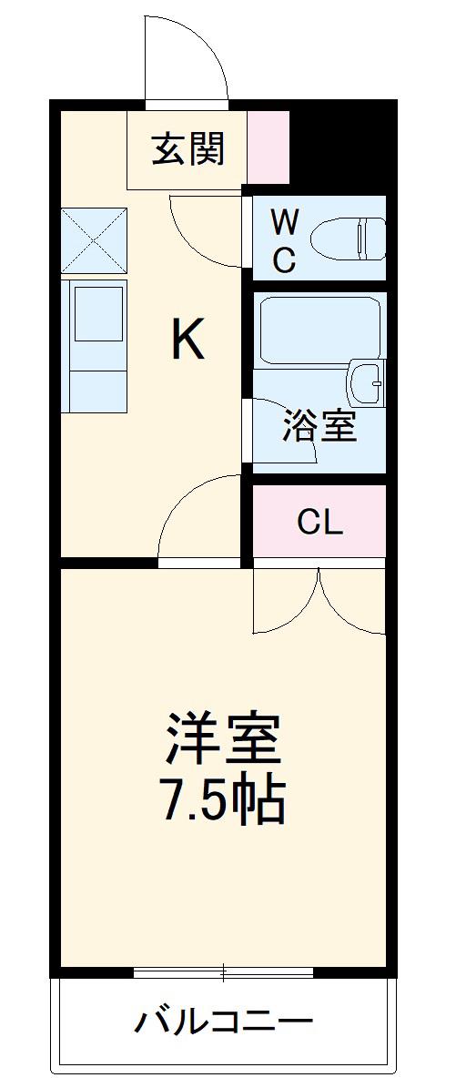 浅井ビル(1K/4階)の間取り写真