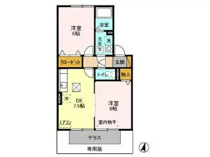 フレシールB(2DK/1階)の間取り写真