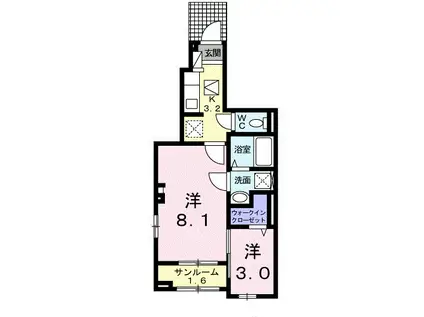 エトワール・K(1SK/1階)の間取り写真