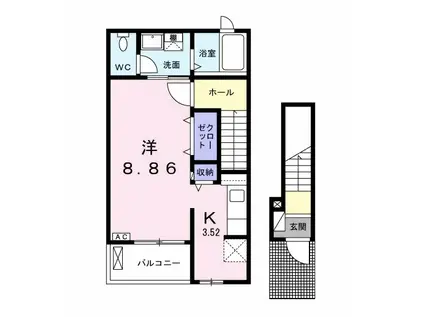 HIKARISU Ⅲ(ワンルーム/2階)の間取り写真