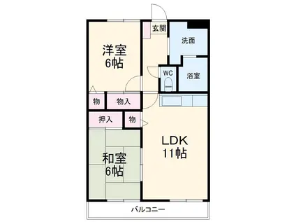 グランメール早出(2LDK/2階)の間取り写真