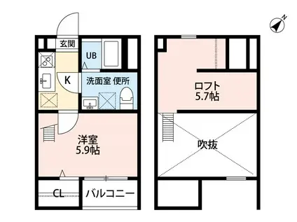 クレール ラ ハウト (1K/1階)の間取り写真