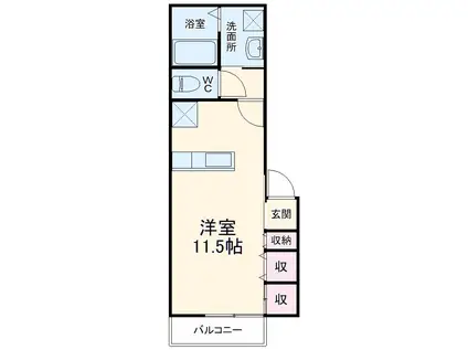 ラピスラズリーC(ワンルーム/2階)の間取り写真