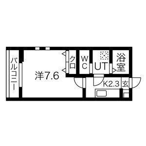 プランドール柿碕(1K/1階)の間取り写真