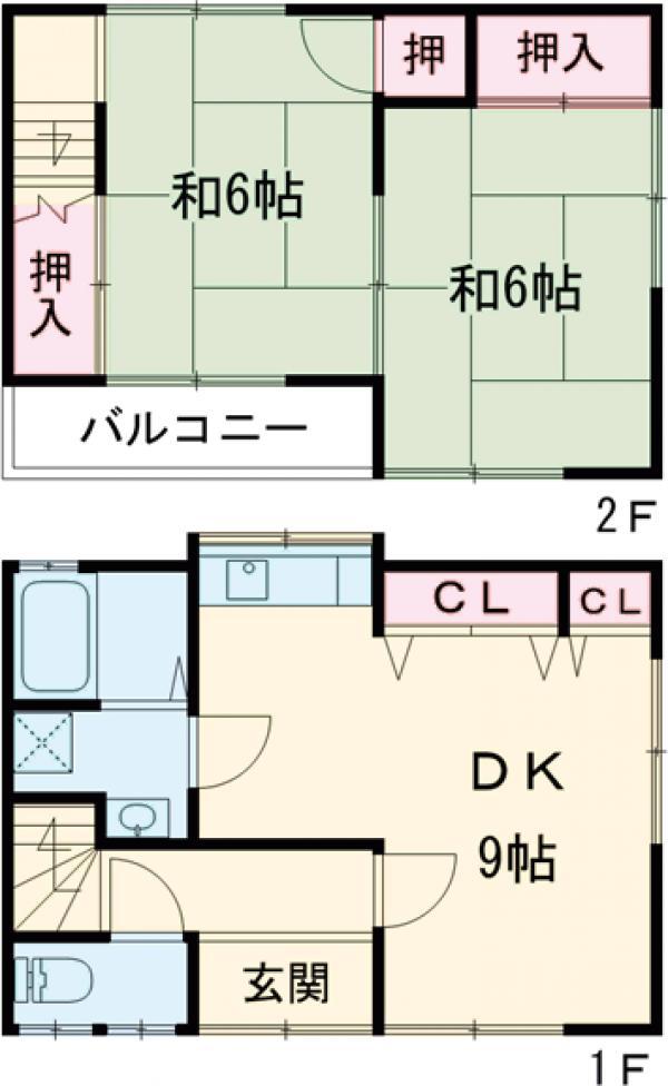 阪急電鉄京都線 茨木市駅 徒歩26分 2階建 築51年(2LDK)の間取り写真